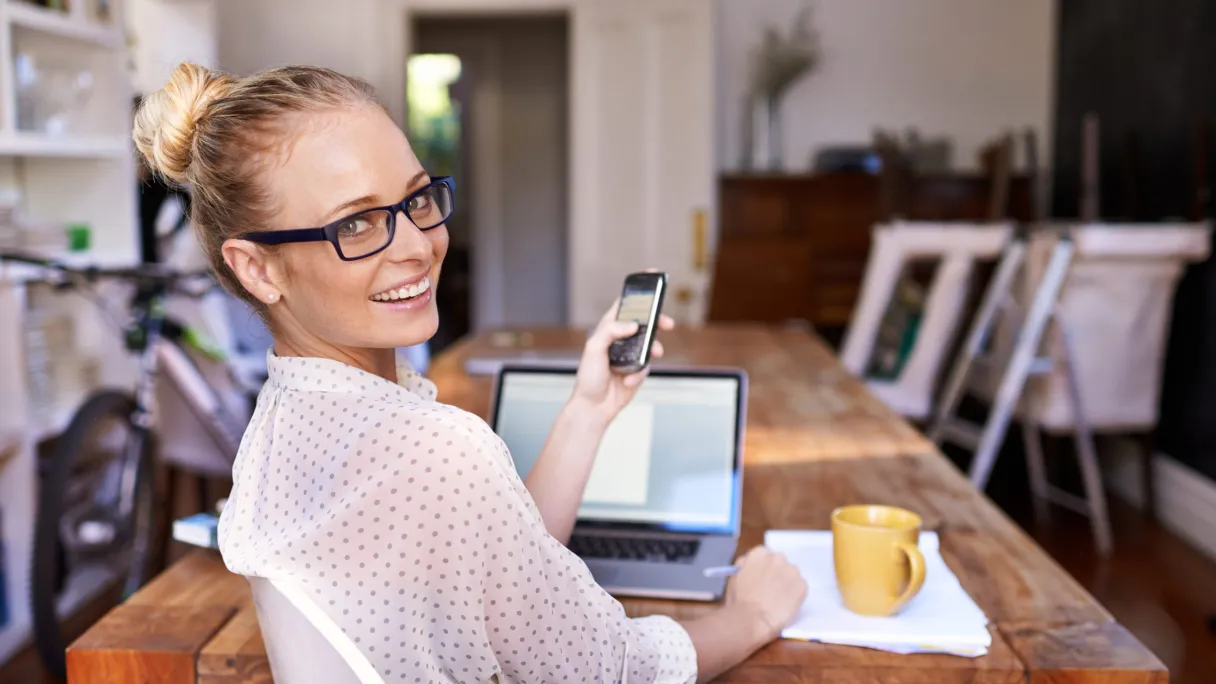 Home office laptop phone