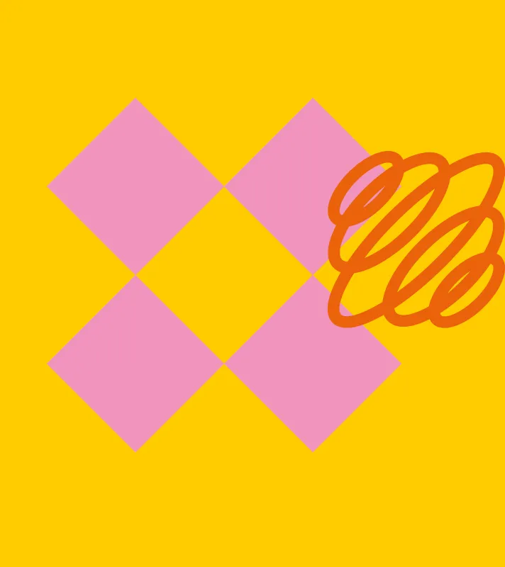 Pixels op gele achtergrond