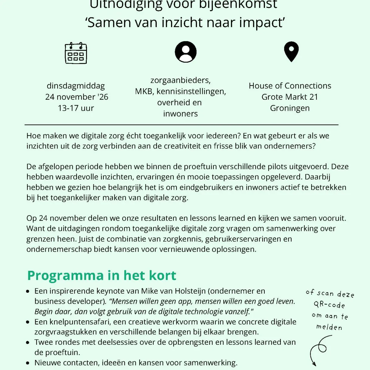 proeftuin digitale toegankelijke zorg - uitnodiging 24 november 2026