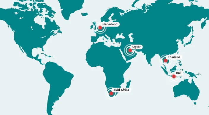 Wereldkaart campussen NHL Stenden